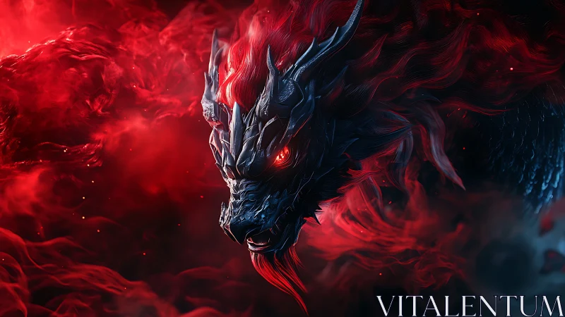 Ember‑crowned obsidian dragon crowned in storming scarlet fire.