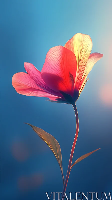 Luminescent Flower Rendered in Digital Light: Coral Petal Study.