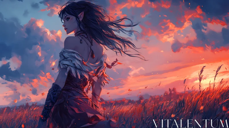 Twilight elf wanderer blazing through ember kissed fields.