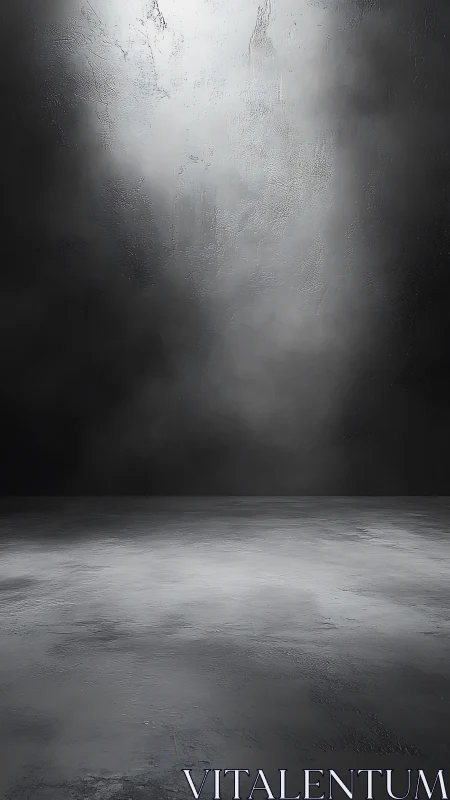 Moody concrete room dissolves into soft atmospheric light.