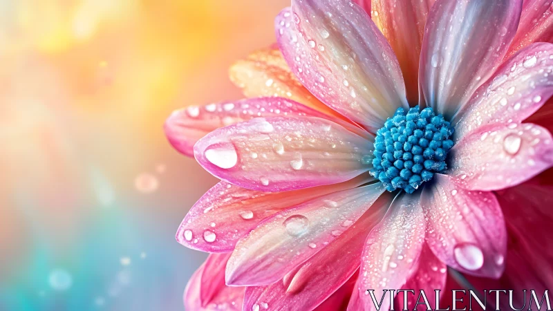 Dewdrop-Covered Gerbera Daisy with Vibrant Petals.