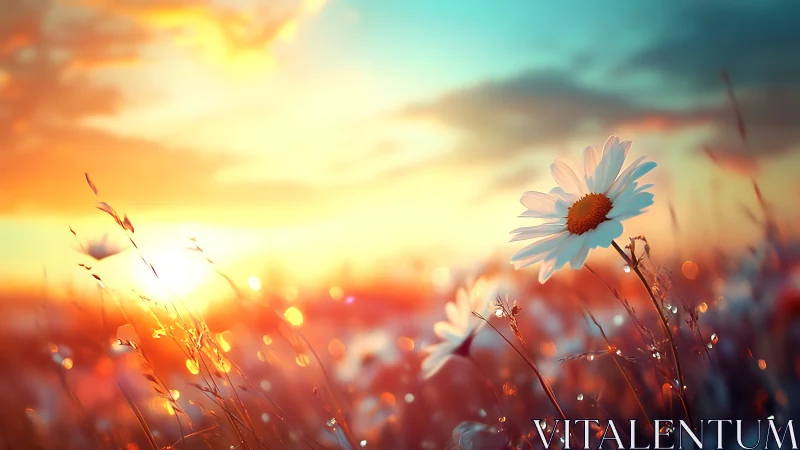 Daisy Glow at Golden Sunset Hour.