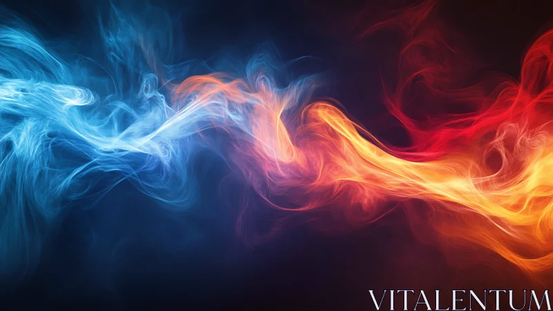 Vibrant Energy Waves Collide in Stunning Blue and Fire Dance