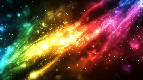 Multicolor nebula light streaks with particle scatter field