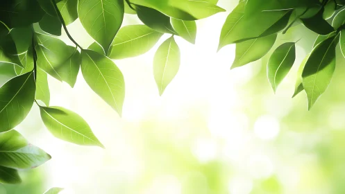 Green foliage frames a bright, evenly diffused background light