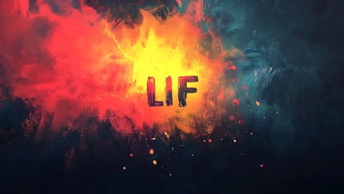 LIF Text Surrounded by Explosive Fire and Smoke Effects.