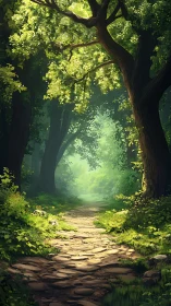 Luminous Forest Gateway Awakens with Emerald Light.