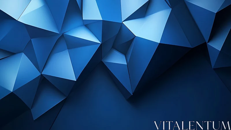 Shattered sapphire planes fold into deep geometric dusk.