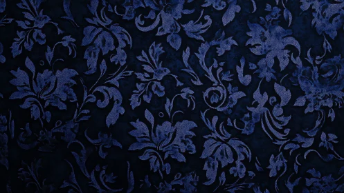 Deep blue damask floral pattern with textured highlights.