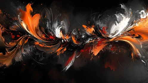 Chaotic fluid dynamics rendered in high‑contrast abstract digital swirls