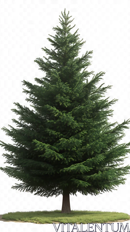 Evergreen pine standing quietly in a soft green clearing.