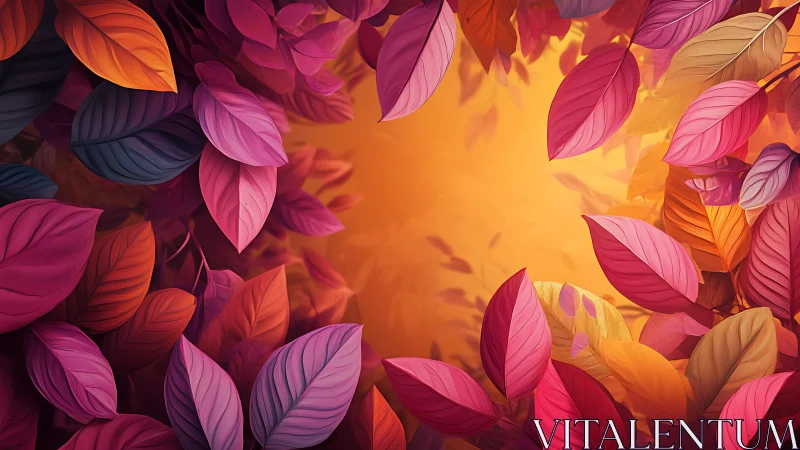 Chromatic foliage ring framing luminous autumnal void.