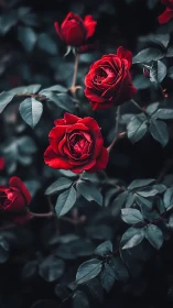 Crimson Roses Whisper Secrets in Shadow.