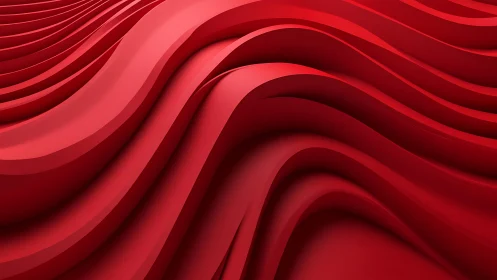 Abstract red waves in 3D digital art with smooth flowing lines.