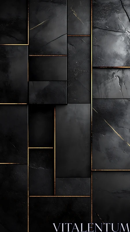 Midnight slate panels stitched with molten gold seams.