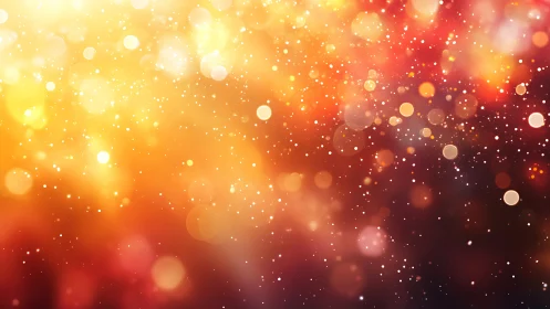 Golden bokeh light particles drift across warm gradient background