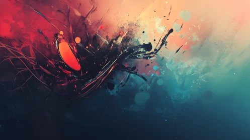 Abstract Energy Burst in Vivid Colors, Dynamic Digital Art Style.