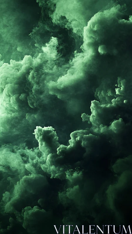 Emerald stormcloud cathedral swirling in midnight silence.