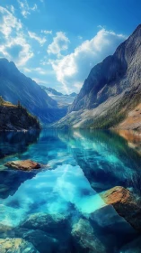 Glacial alpine lake reflects serrated granite peaks in hyper clarity