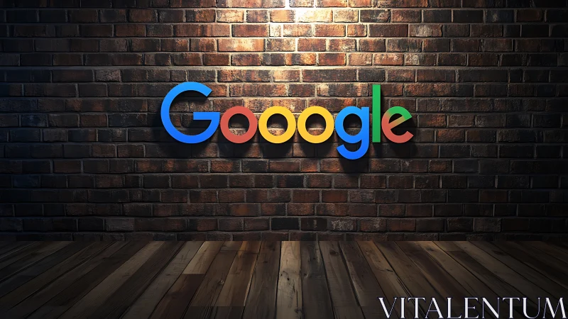 Google Logo Illuminated Neon Display on Brick Wall