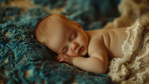 Slumber's Tender Canvas: Newborn Dreams in Textured Repose.