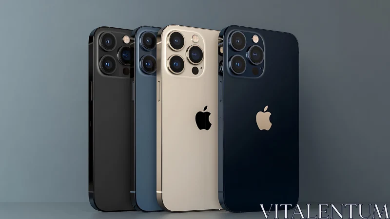 iPhone 12 Pro lineup displayed in four color variants with triple lens camera systems