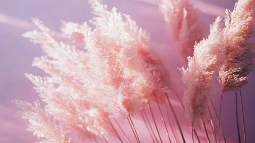 Frost-Touched Pampas Grass Backlit by Soft Pink Light