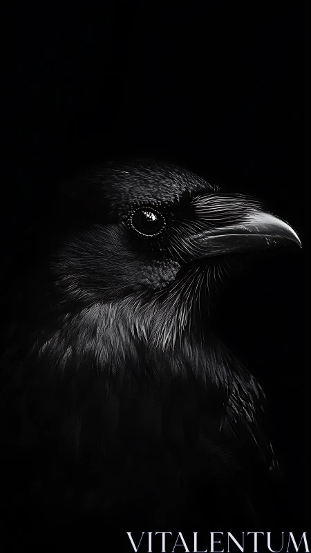 Raven Portrait. High-Contrast Black and White Study.