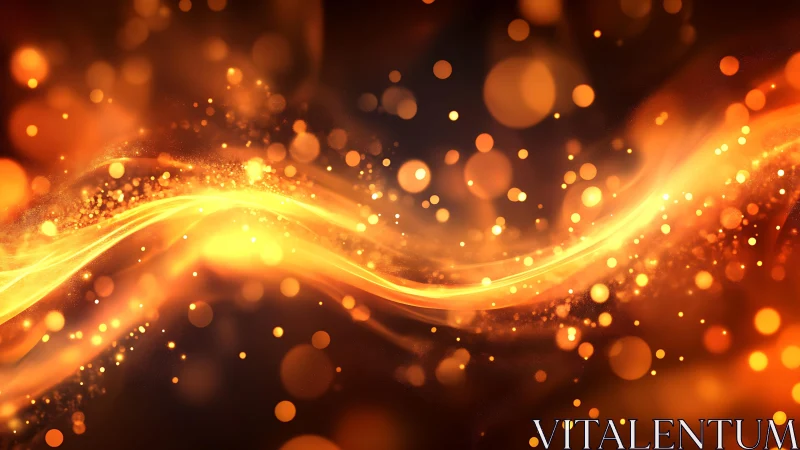 Vivid Abstract Orange Light Waves With Glowing Bokeh Effect.