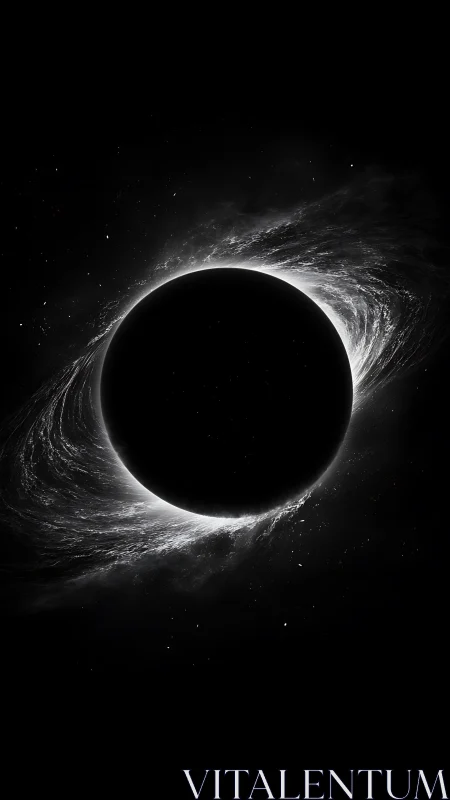 Stark monochrome black hole with luminous accretion halo.
