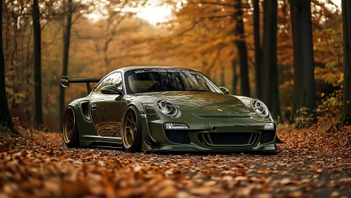 Olive track weapon prowls low through a copper leaf tunnel