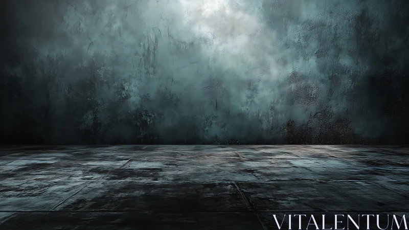 Moody concrete interior glows with cold cinematic light