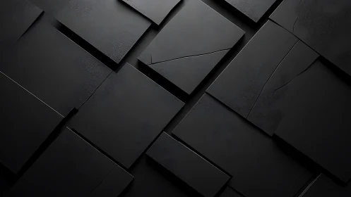 Softly lit black panels with quiet cracks and texture.