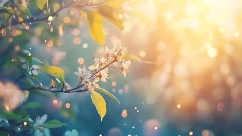 Golden Hour Blossoms Dancing in Warm Spring Light