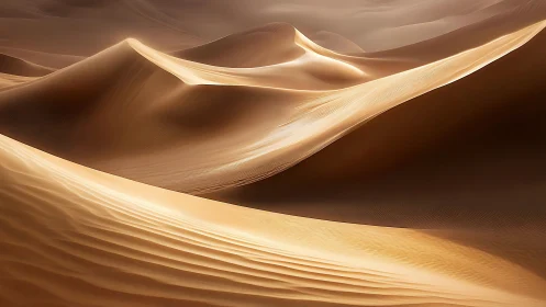 Sunlit desert dunes with smooth curves and soft shadows.