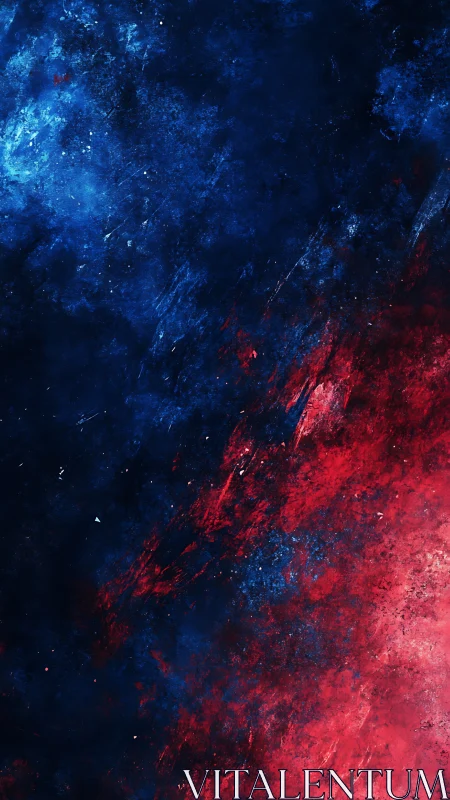 Red and blue abstract textured background diagonal split.