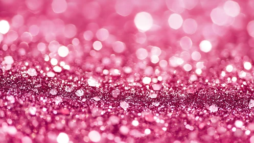Pink glitter surface photographed with shallow depth of field