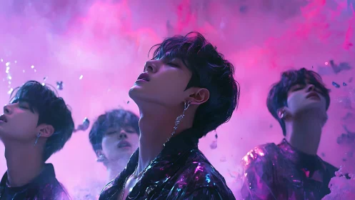 Neon-lit portrait captures reflective youth in dreamy haze