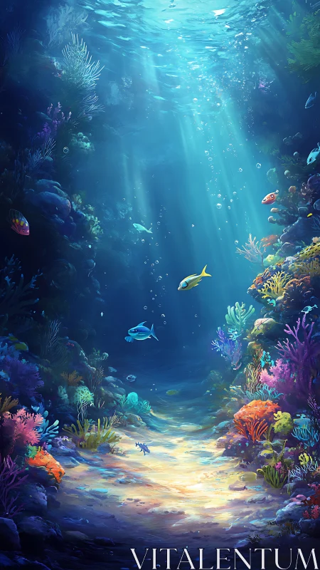 Sunlit coral canyon unveils a tranquil underwater world