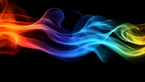 Colorful flowing light waves dancing across darkness.