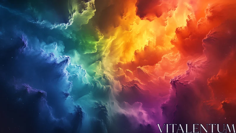 Vivid cosmic nebula swirls through a luminous color spectrum