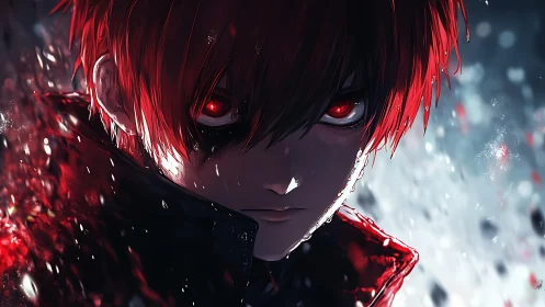 Chromatic red-eyed antihero under particulate dispersion field.