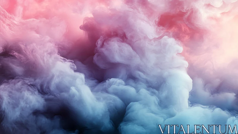 Colorful swirling cloudscape in pink, purple, and blue fog.
