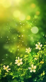 Luminous Spring Garden. Yellow Blossoms Float Through Bokeh.