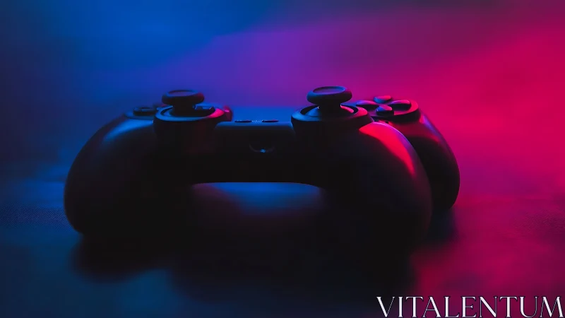 Neon-Lit Gaming Controller Against Gradient Backdrop