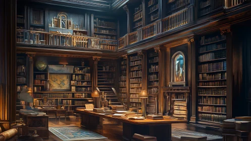 Quiet light spills over an old library filled with stories