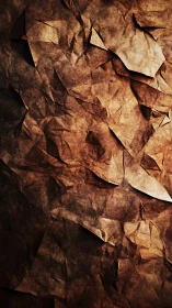 Highly textured crumpled kraft paper surface under warm lighting
