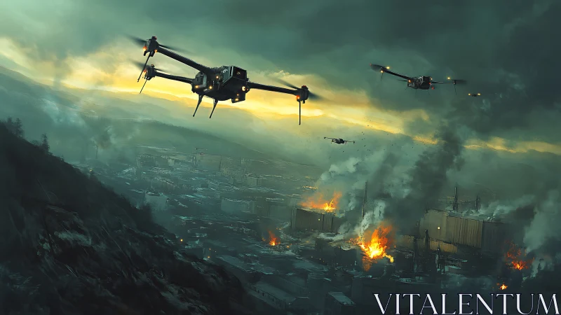 Armed quadcopter drones conduct low-altitude urban overflight