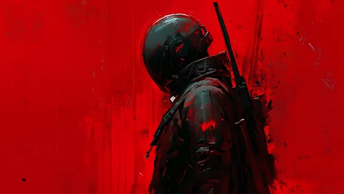 Tactical voidwalker against saturated red combat field.