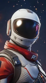 Stylized astronaut portrait showcases glossy visor reflections